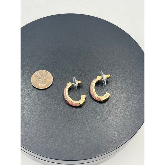 Demarson Designer Cherry Quartz Gold Luna Half Hoops Earrings * Read - Picture 6 of 9